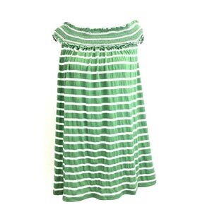 Max Studio Women’s M Sleeveless Off Shoulder Stretch Knit Top Green White NEW